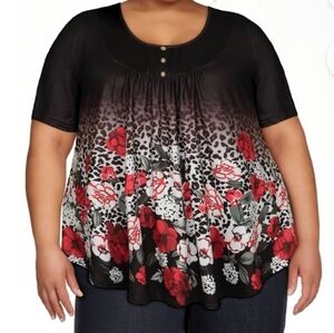 BeadChica Black Roses Tunic Plus Size 5XL